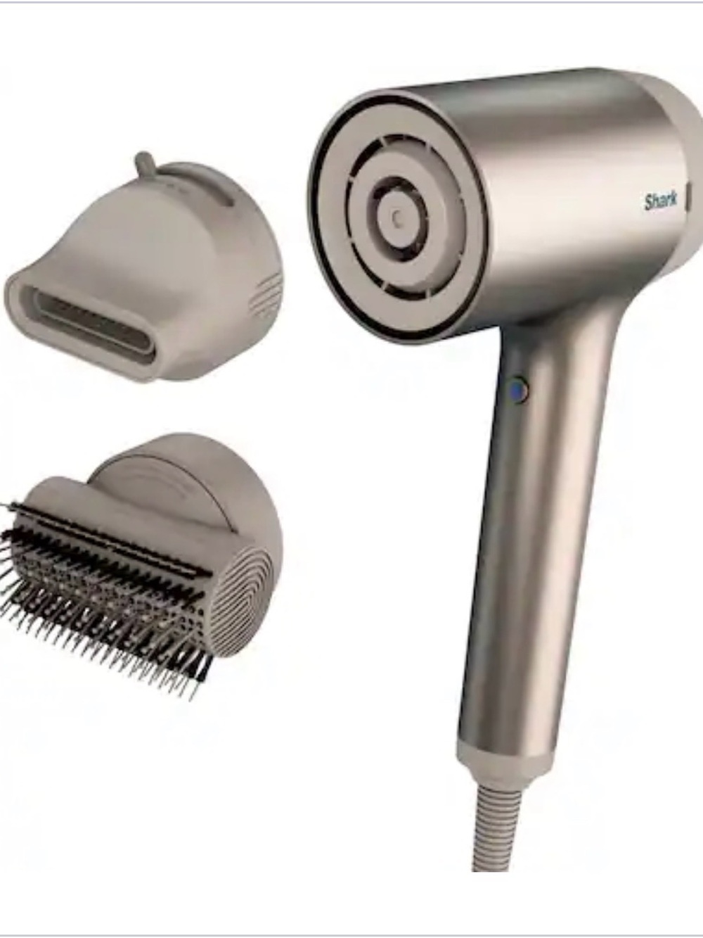 Shark Silver Compact Hair Dryer with 2 Attachments